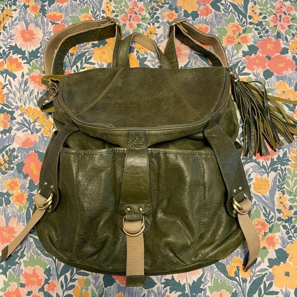 Lucky brand green leather backpack